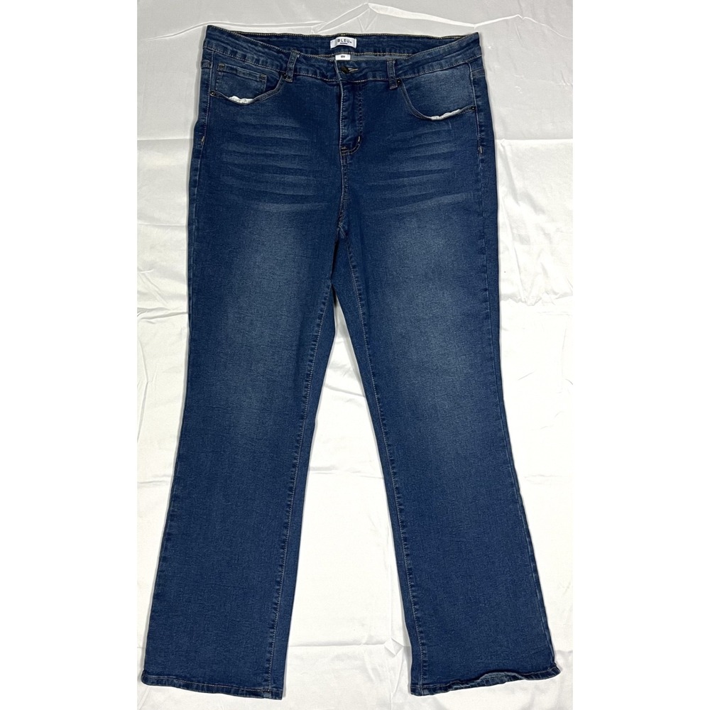 GUC Bleu Womens Plus 18W Blue Denim Bootcut Jeans Stretch Dark Wash Cotton Blend